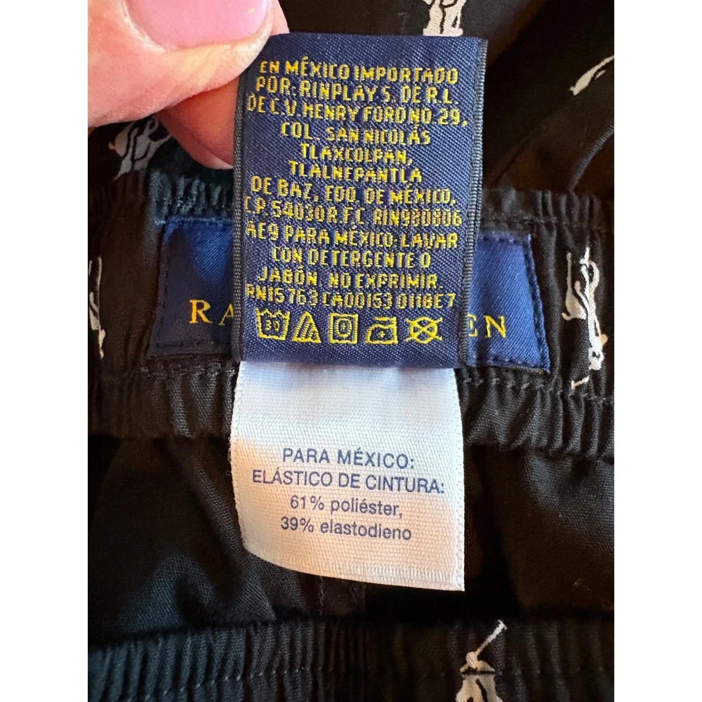 Polo Ralph Lauren Mens 1XT Black All Over Pony Logo Cotton Pajama Pants‎ XL Tall